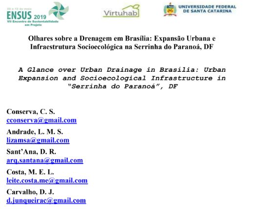 olhares sobre a drenagem de Brasília expansão urbana e infraestrutura sociológica na Serrinha do Paranoá DF